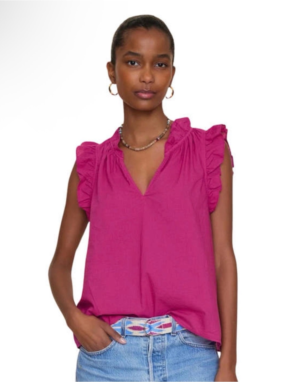 Xirena Bex Top Pink lightweight cotton ruffle sleeves women’s Sz L
